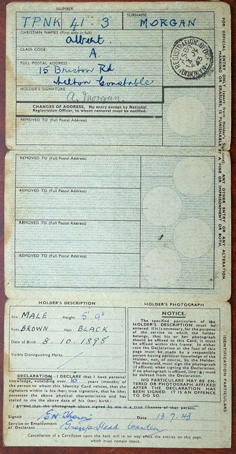 Albert Morgan ID card